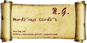Murányi Girót névjegykártya